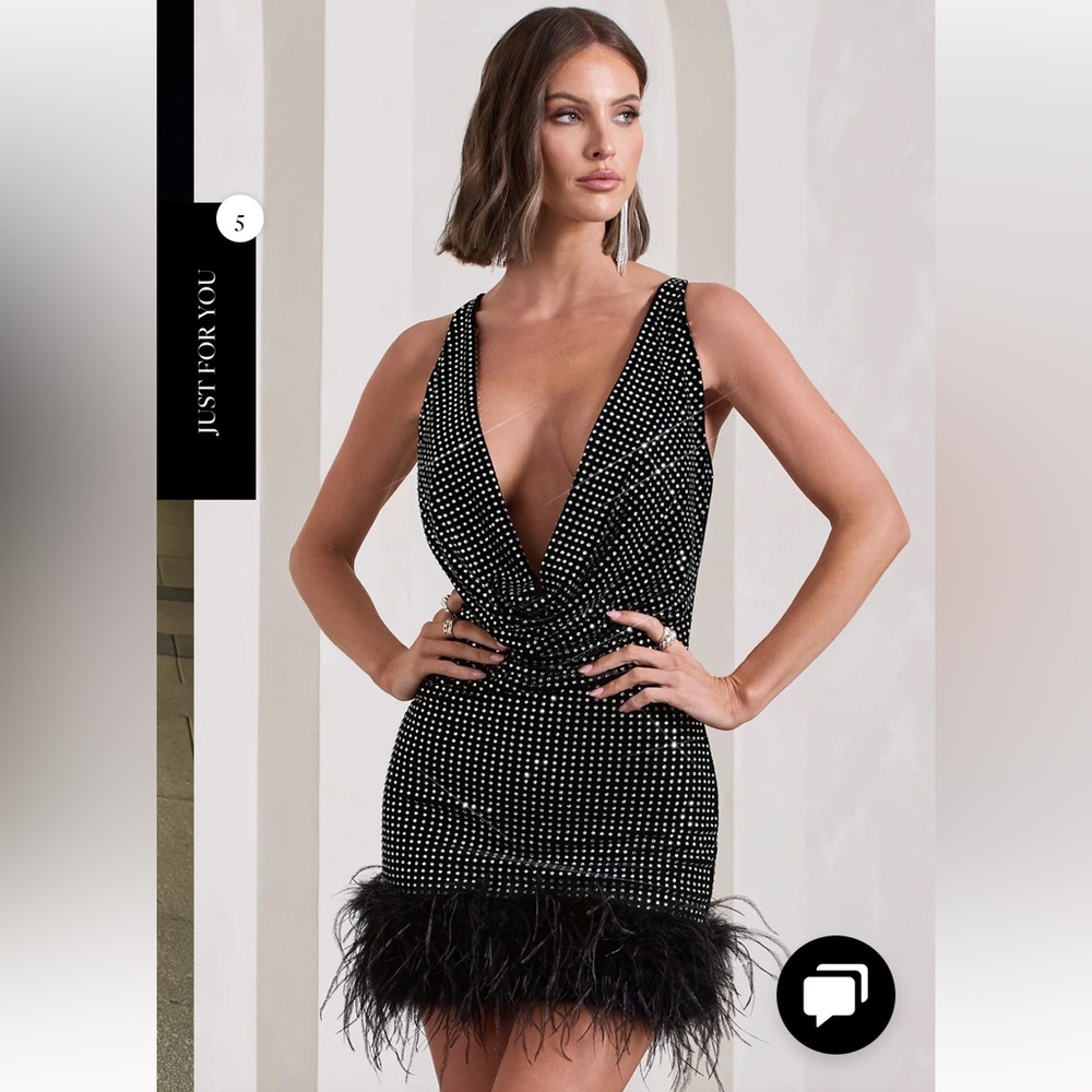 Club London Black Embellished mini dress